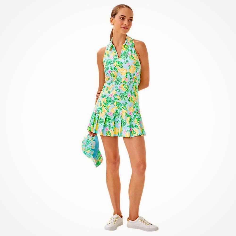 New! Lilly Pulitzer UPF 50+ Luxletic Dania Pleated Dress Bluette Make Lemonade M - Picture 9 of 9